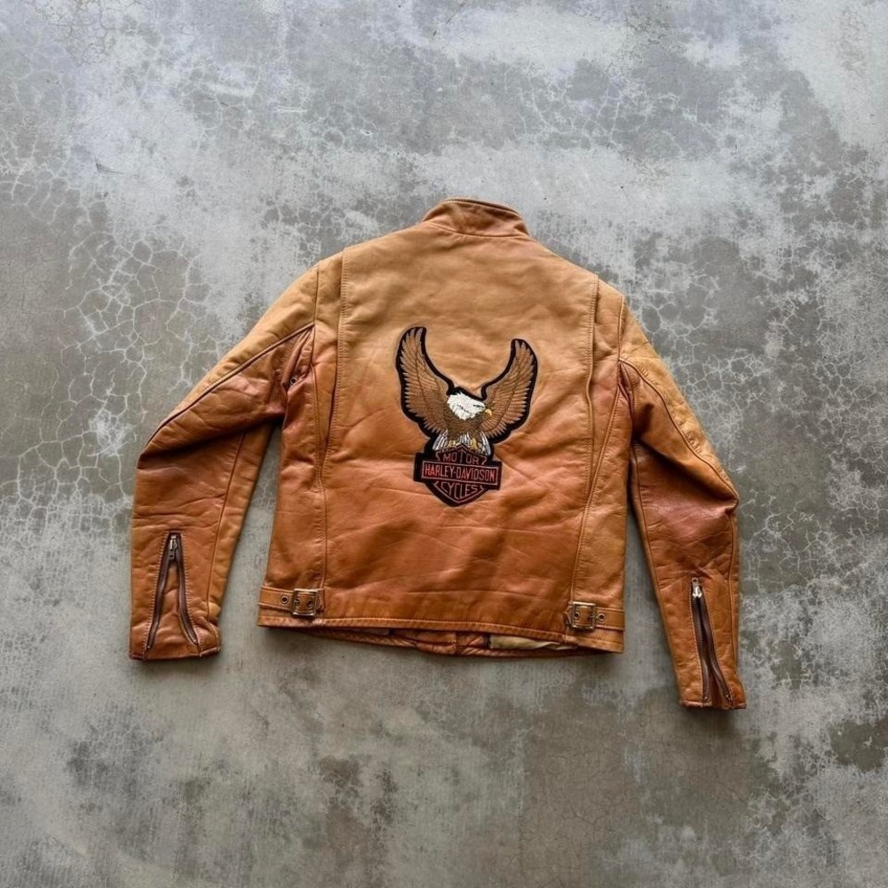 Vintage Schott Cafe Racer Caramel Burnt Orange patina biker moto jacket 14 - Picture 2 of 8